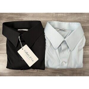 Lot of 2 NEW Collars & Co Short Sleeve Polo Large Work Golf Luxury Lightweight